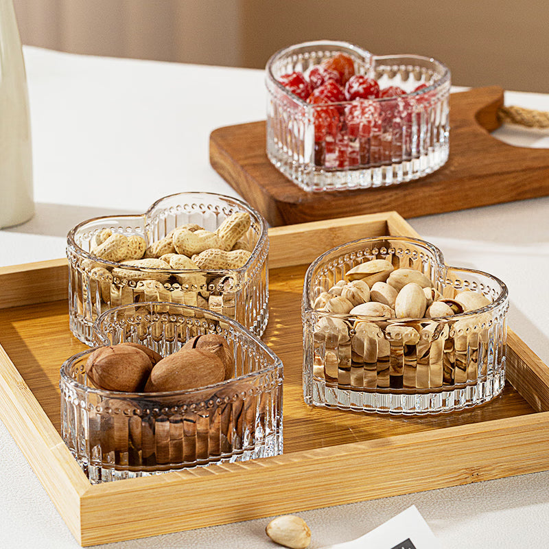 BowLift | Love Fruit Plate Snack Plate Lead-Free Glass Bowl Household Divided Dry Fruit Plate Five-Piece Set