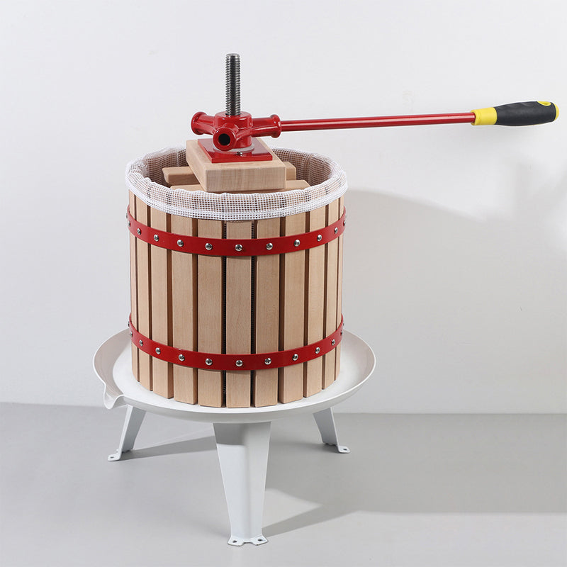 BowLift | 18 Liters 4.75 Gallon Household Small Fruit Wine Grape Press Manual Juice Crusher Solid Wood Basket Heavy Duty Cider Making Juicer