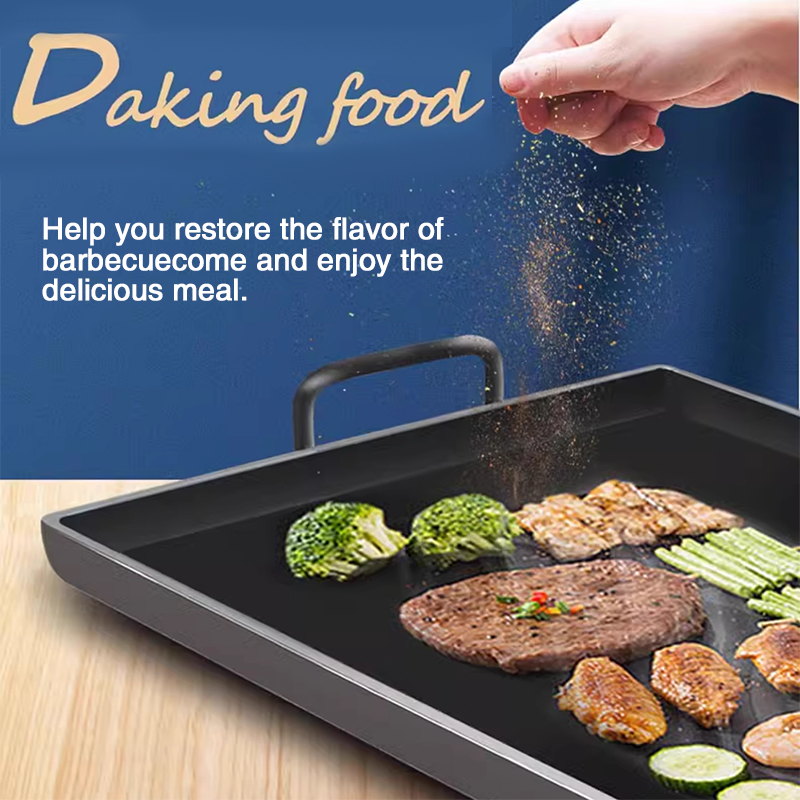 BowLift | Fried Baking Pan 50*30cm Iron Plate Household Grilled Sausage Starch Sausage Special Pot Grilled Sausage Machine Stall Commercial Grilled Meat Grilled Squid Grill