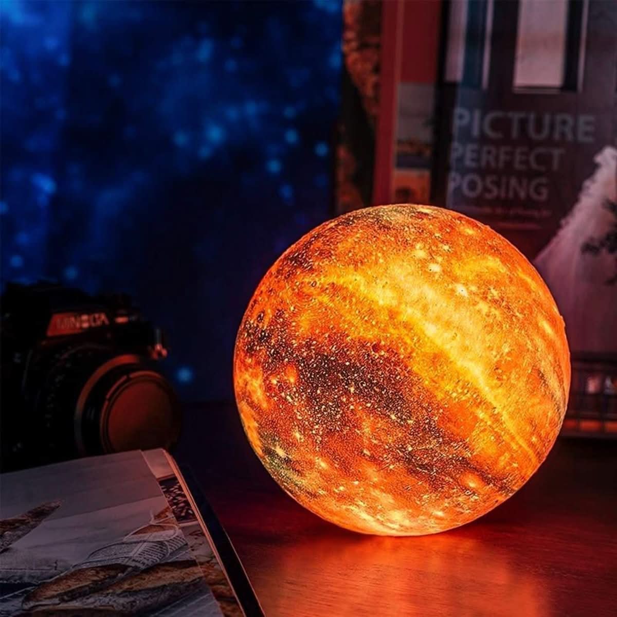 BowLift | Galaxy Moonlamp – 3D Moon Lamp with 16 Colors & Wooden Stand for Ambient Lighting