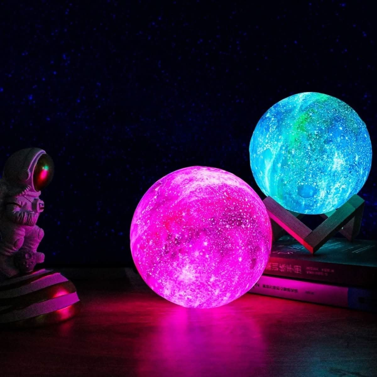 BowLift | 3D-Moon Lamp with 16 Colors & Wooden Stand for Mood Lighting