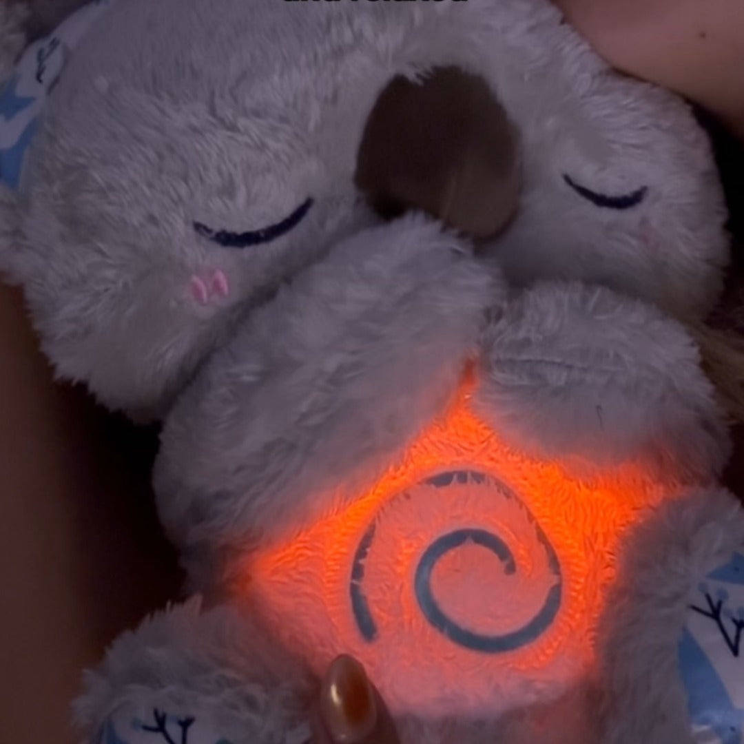 BowLift | Calming Koala Breathing Toy | Rhythmic Respiratory Simulator | Tactile Haptic Heartbeat & Ultrasonic Sound Therapy | Integrated LED Night Light | Sleep-Inducing Weighted Plush Companion