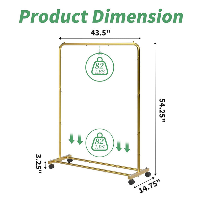 BowLift | Golden Yellow Clothing Garment Rack with Storage Shelves Clothes Organizer on Wheels for Hanging Clothes