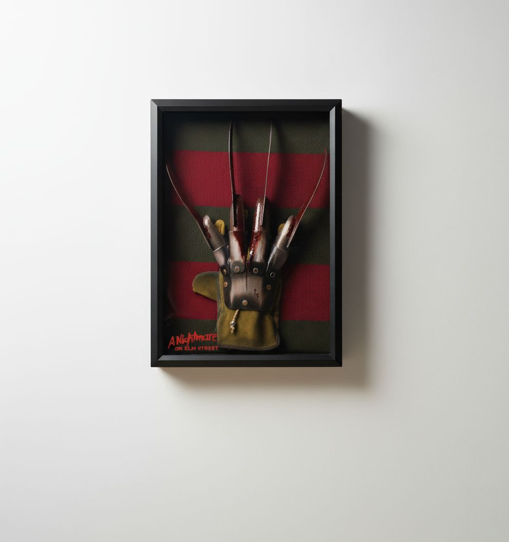 BowLift | Freddy Krueger Glove & Sweater Shadow Box | A Nightmare on Elm Street Wooden Photo Frame