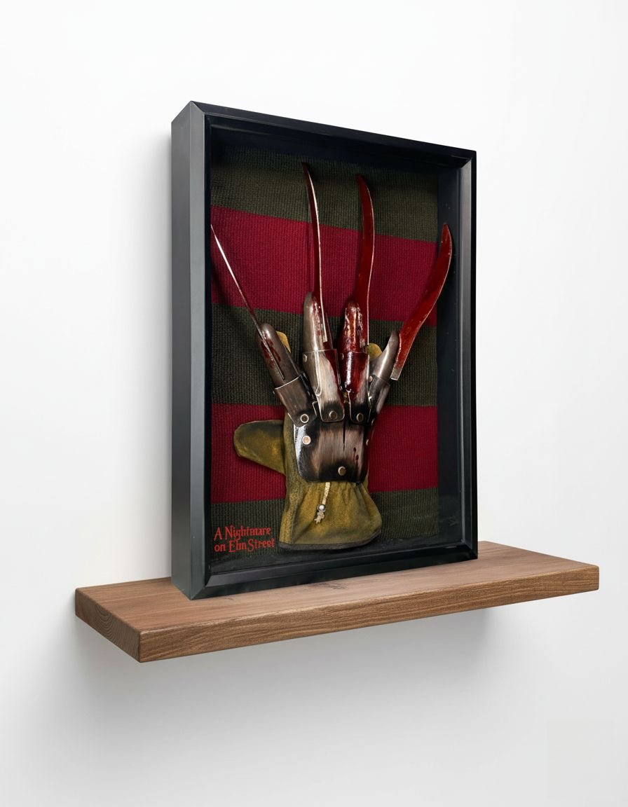 BowLift | Freddy Krueger Glove & Sweater Shadow Box | A Nightmare on Elm Street Wooden Photo Frame