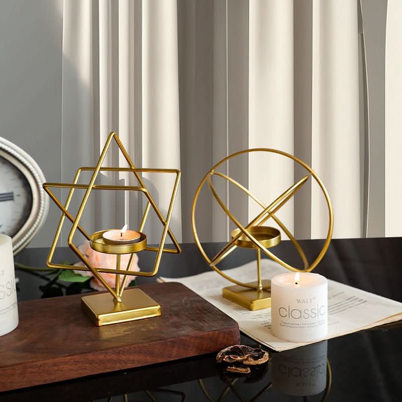 BowLift | Aurelios Golden Candle Holder | Elegant Metal Candle Stand for Living and Dining Table Decoration