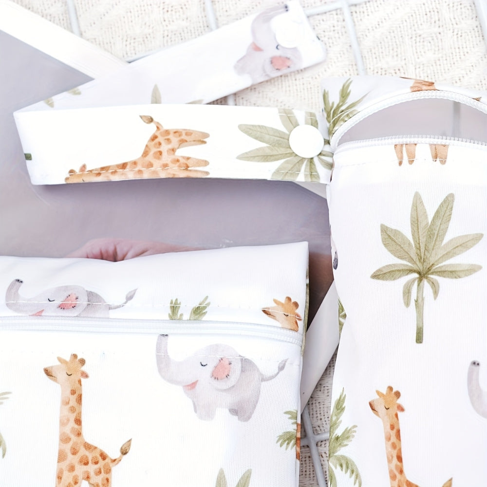 BowLift | Baby Zoo Safari Print Reusable Wet Dry Bag | 3pcs Set