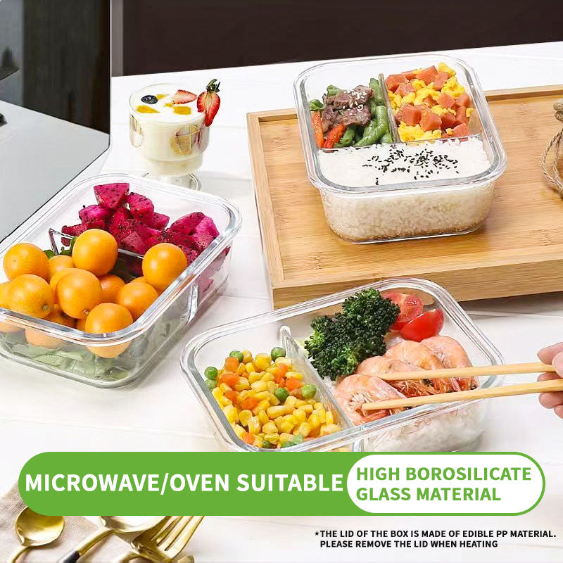 BowLift | Heat-Resistant Glass Lunch Box Microwaveable, High Borosilicate Lunch Box For Students, Fresh Fruit Lunch Box With Lid And Sealed Lunch Box For Office Workers