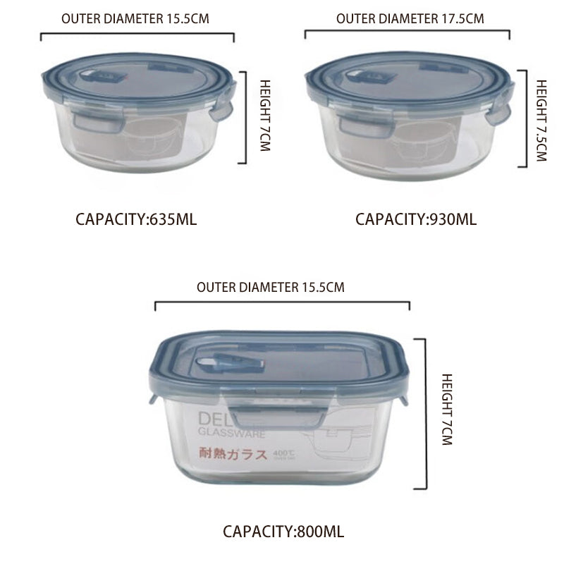 BowLift | Heat-Resistant Glass Storage Box Gaopeng Tempered Glass Bowl Refrigerator Microwave Storage Bowl Lunch Box Square Lunch Box