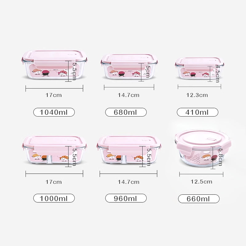 BowLift | Heat-Resistant Glass Lunch Box Microwaveable, High Borosilicate Lunch Box For Students, Fresh Fruit Lunch Box With Lid And Sealed Lunch Box For Office Workers