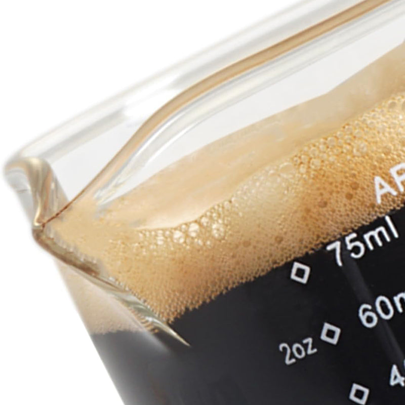 BowLift | 2 PACK 75ML Milk Frothing Pitcher Glass Measuring Cup Shot Glass with V-Shaped Mouth Clear Glass Tumbler