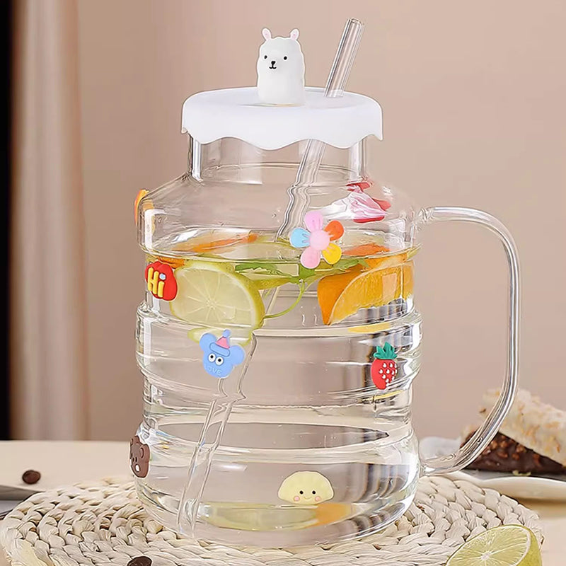 BowLift | High Borosilicate Glass Water Cup Large Capacity High Temperature Resistant Kettle With Lid And Straw For Office
