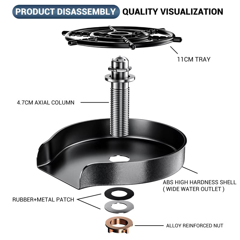 BowLift | Kitchen Sink Faucet Stainless Steel Bottle Washer Cup Washer Cleaner,High Pressure Automatic Spin Quick Bar Glass Rinser