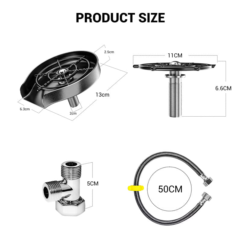 BowLift | Kitchen Sink Faucet Stainless Steel Bottle Washer Cup Washer Cleaner,High Pressure Automatic Spin Quick Bar Glass Rinser