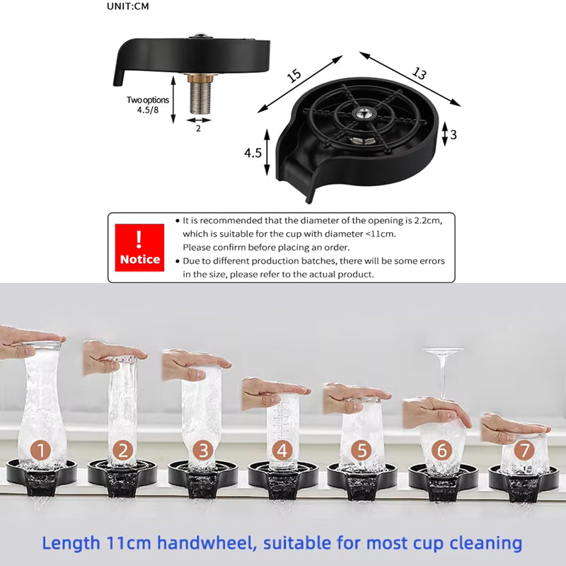 BowLift | High Pressure Automatic Black Cup Washer Bar Accessories Oem Bottle Cleaner For Kitchen Sinks Automatic Washing Cup Washer