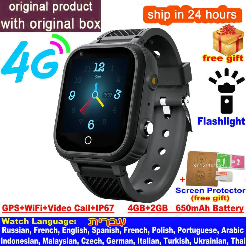 BowLift | LT21 4G Kids Smartwatch with GPS, WiFi, Video Call, SOS, IP67 waterproof - Kids safety tracker and location monitoring cell phone watch