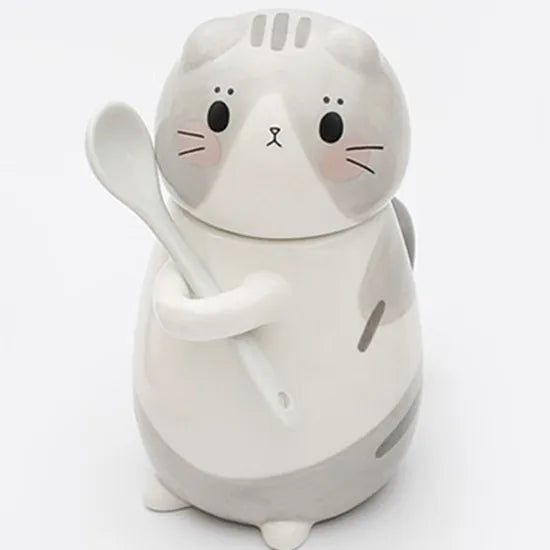 BowLift | Lucky Cat Ceramic Coffee Mug with Spoon