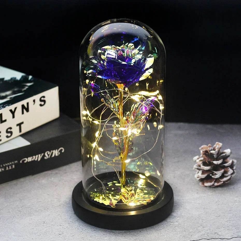 BowLift | Eternal Rose in Glass Dome | Handpicked, LED Lit & Ideal for Romantic Gifts and Home Decor
