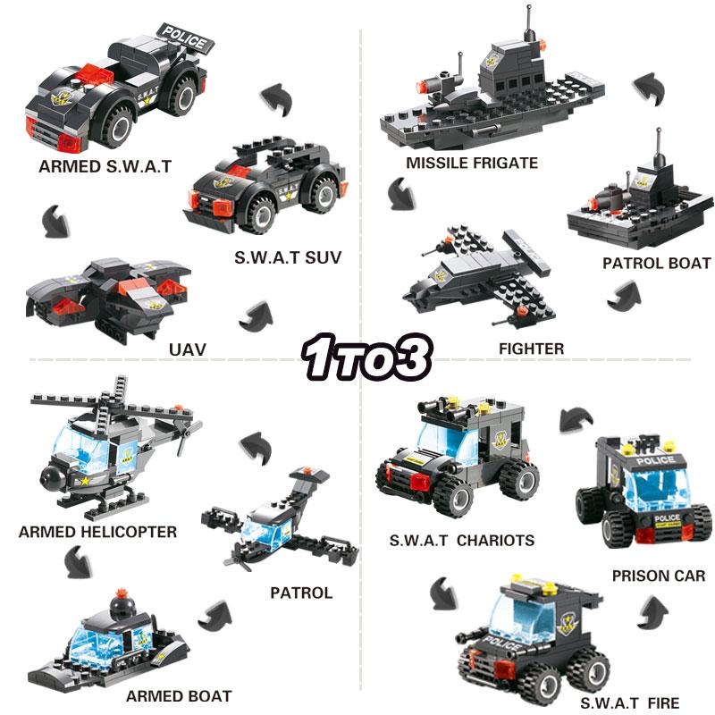 BowLift | 8 IN 1 City Police Truck Station Building Block Series SWAT Toy Gift For Kids