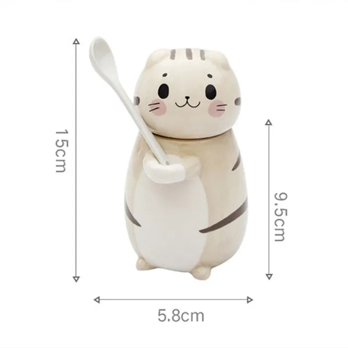 BowLift | Lucky Cat Ceramic Coffee Mug with Spoon