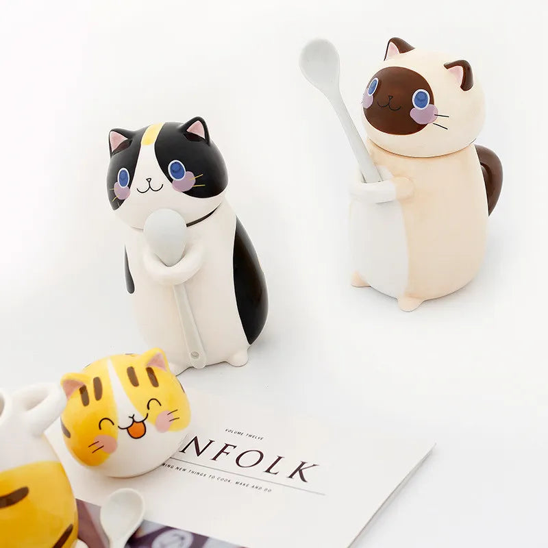 BowLift | Lucky Cat Ceramic Coffee Mug with Spoon