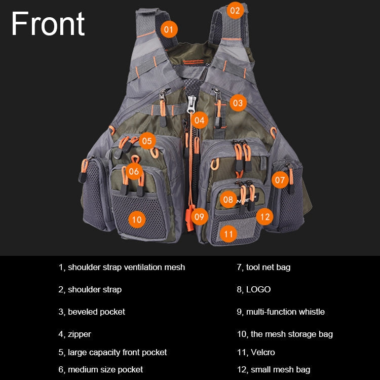 BowLift | MEN Outdoor Multifunctional Fishing Vest Life Jacket (Gray)