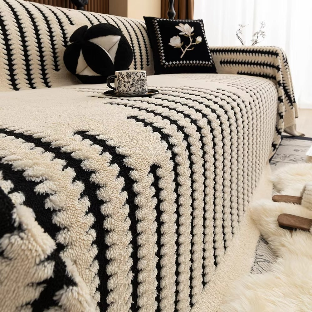 BowLift | Elegant Plush Sofa Cover with Tufted Details