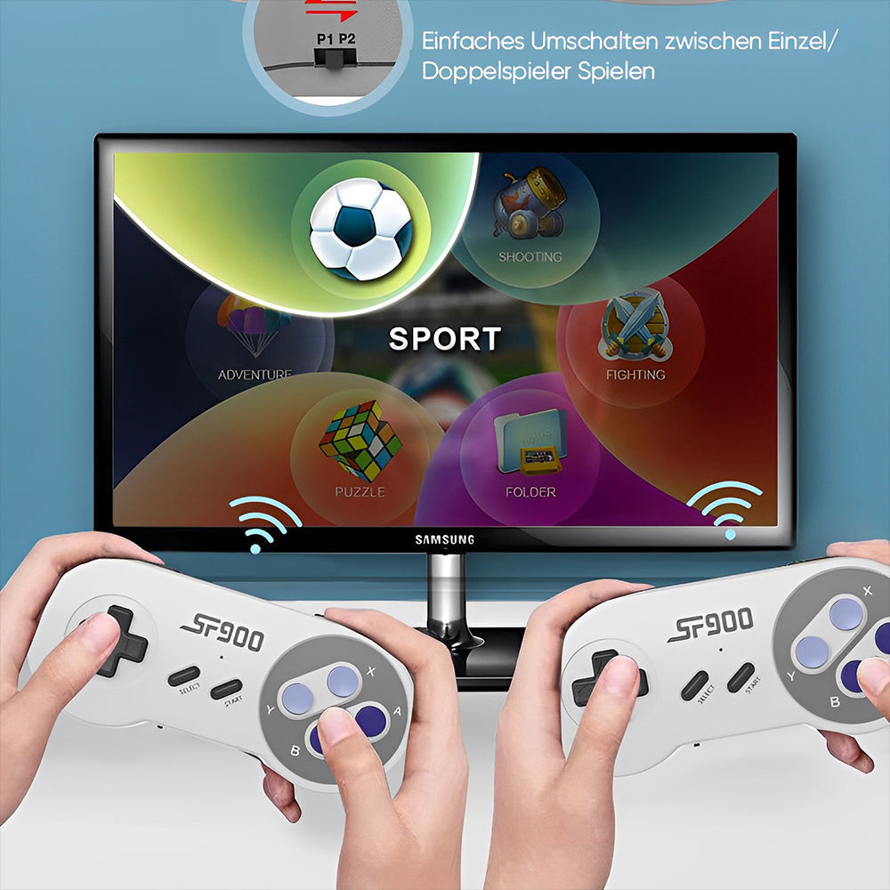 BowLift | HD Retro Gaming Console | Integrated 926 Games Library | Dual 2.4GHz Wireless Controllers | HDMI 4K Upscaling Interface | Plug-and-Play 16-Bit Emulation System | 10-Meter Transmission Range