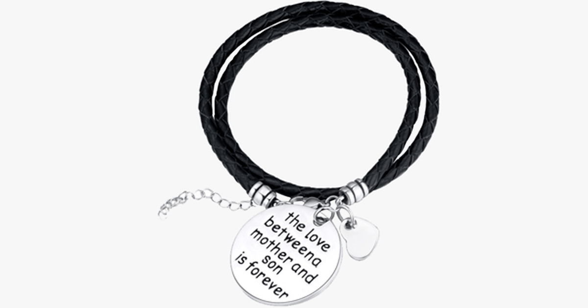BowLift | The love between a mother and her son is forever - Hand-stamped bracelets to celebrate mother-son love - Made of vegan leather and zinc alloy charms