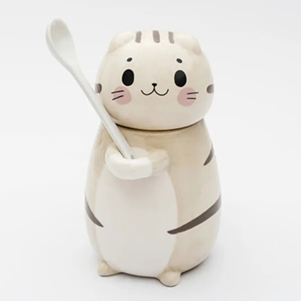 BowLift | Lucky Cat Ceramic Coffee Mug with Spoon