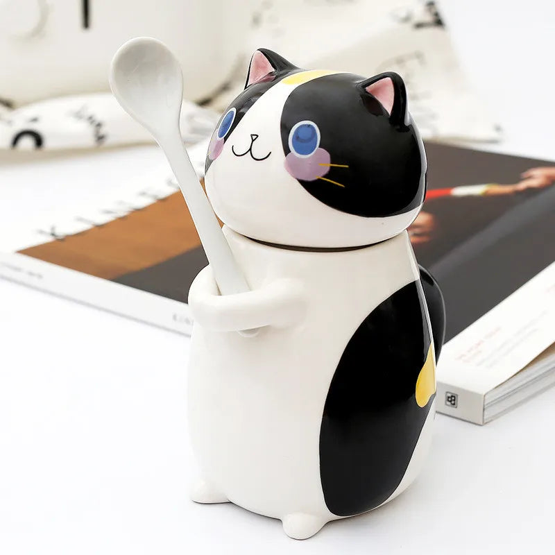 BowLift | Lucky Cat Ceramic Coffee Mug with Spoon