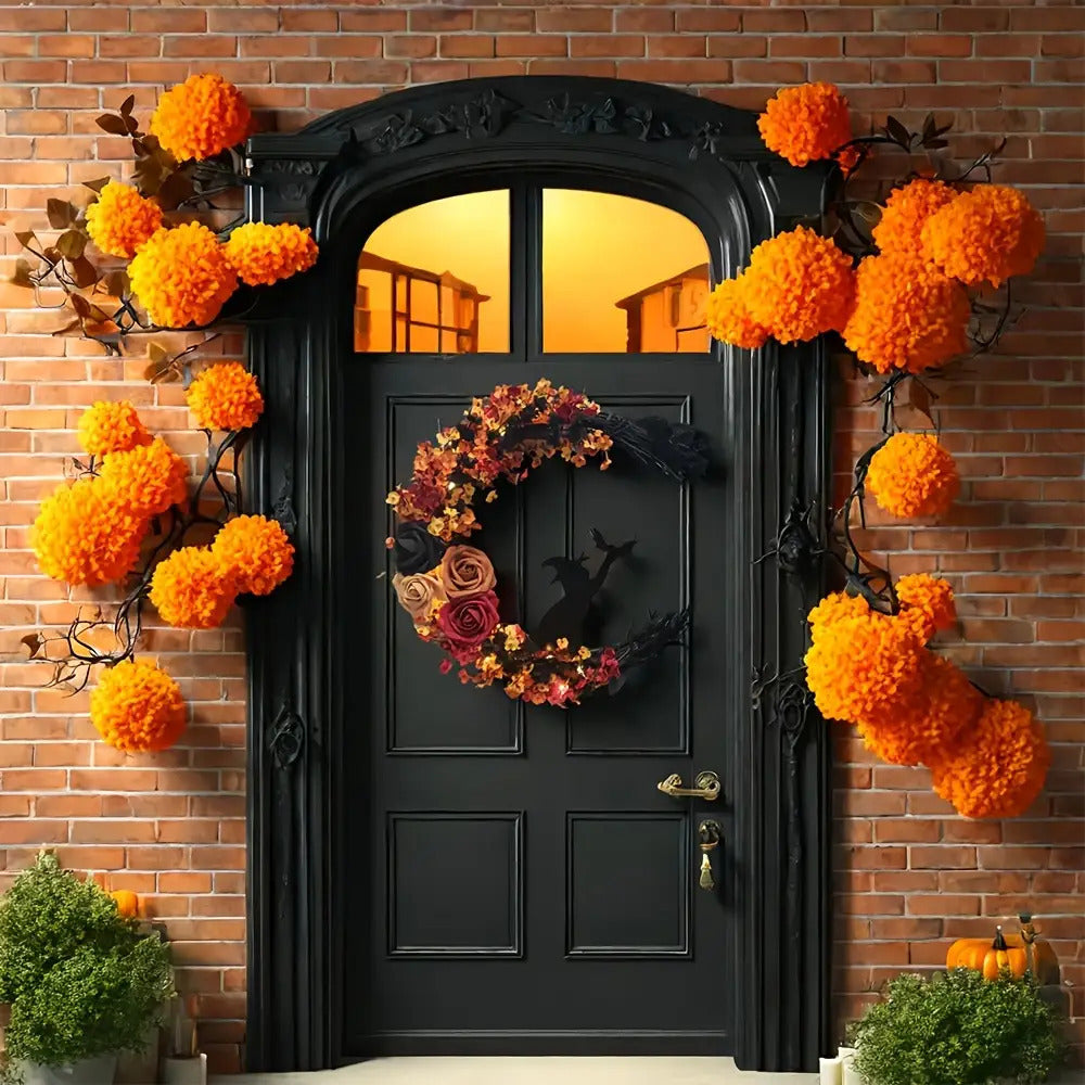 BowLift | Rustic Witch Crescent Moon Floral Wreath for Halloween Door Décor