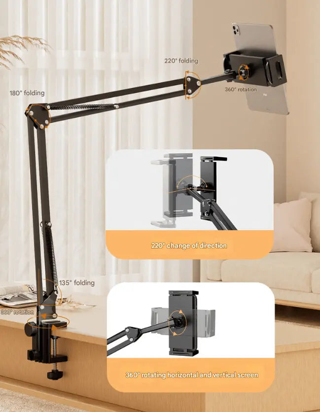 BowLift | Device holder for the bed with long arm – Holds devices up to 1.2 kg safely