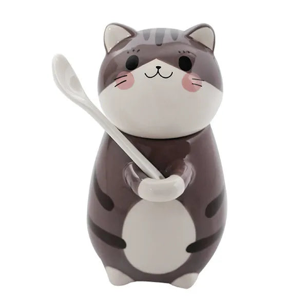 BowLift | Lucky Cat Ceramic Coffee Mug with Spoon