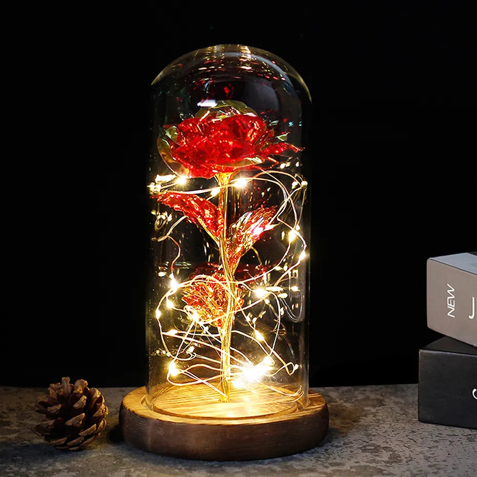 BowLift | Eternal Rose in Glass Dome | Handpicked, LED Lit & Ideal for Romantic Gifts and Home Decor
