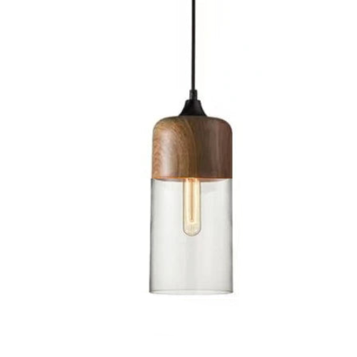 BowLift | Hand-Blown Glass & Wood Pendant Light Adjustable