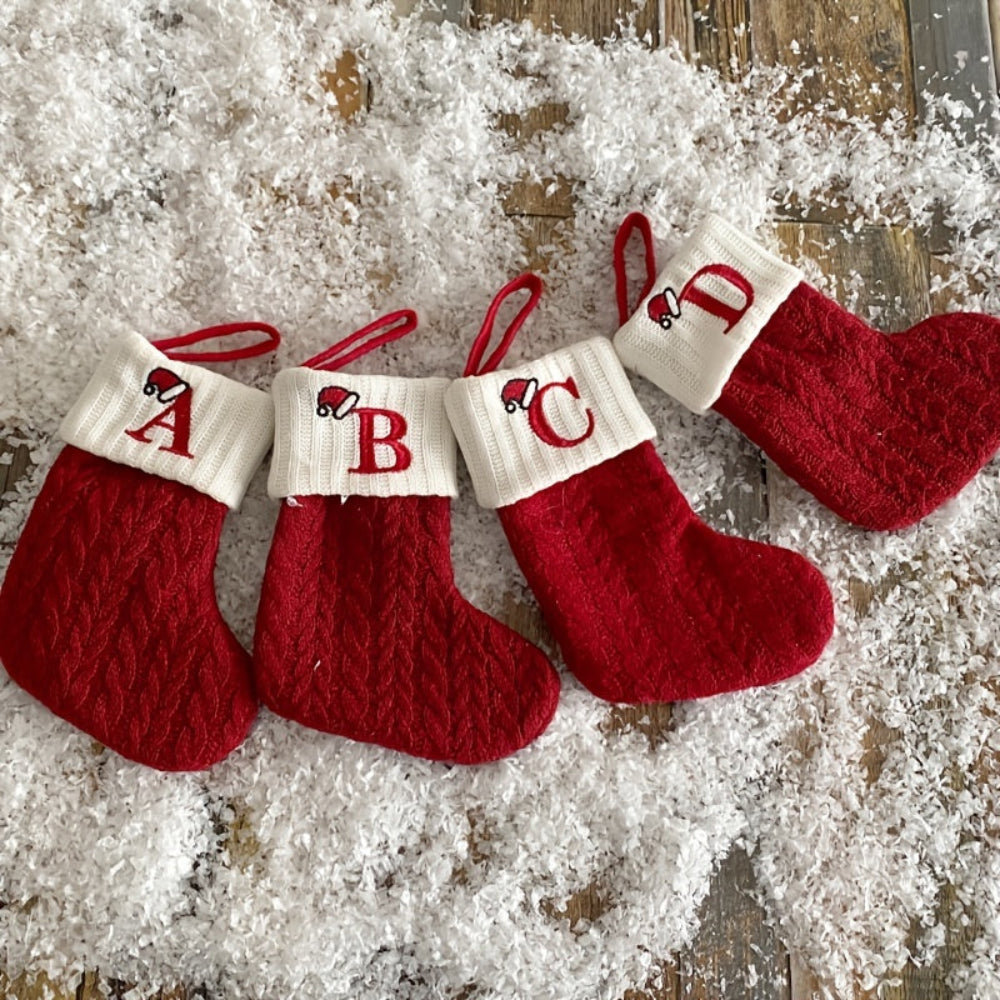 BowLift | Christmas Stocking Knit Monogram Alphabet Decorative Holiday Sock