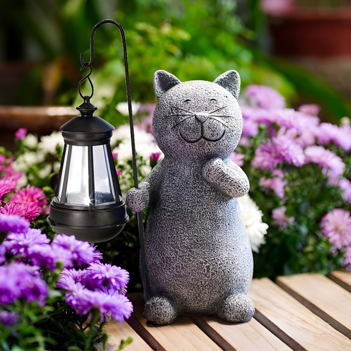 BowLift | Gleaming Kitty Solar Statue | Energy-efficient Garden Lighting