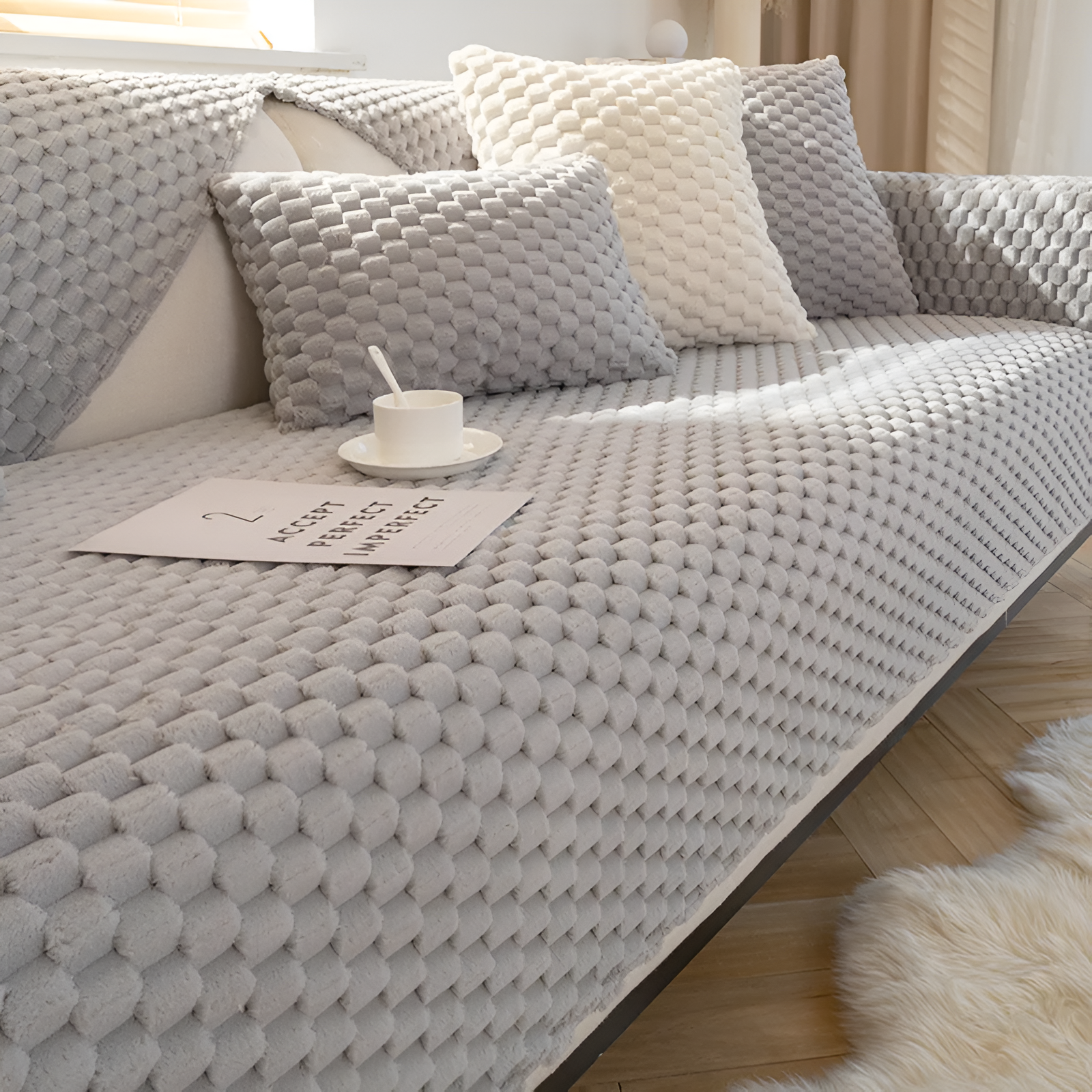 BowLift | Honeycomb Sofa Cover – Non‑Slip Stain‑Resistant Couch Protector