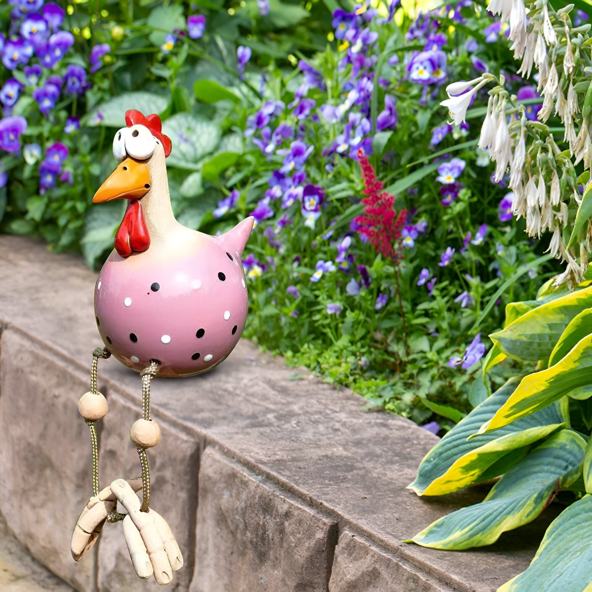 BowLift | Large Eyes Chicken Statue - Weatherproof Resin Craft - Rooster Garden Statue