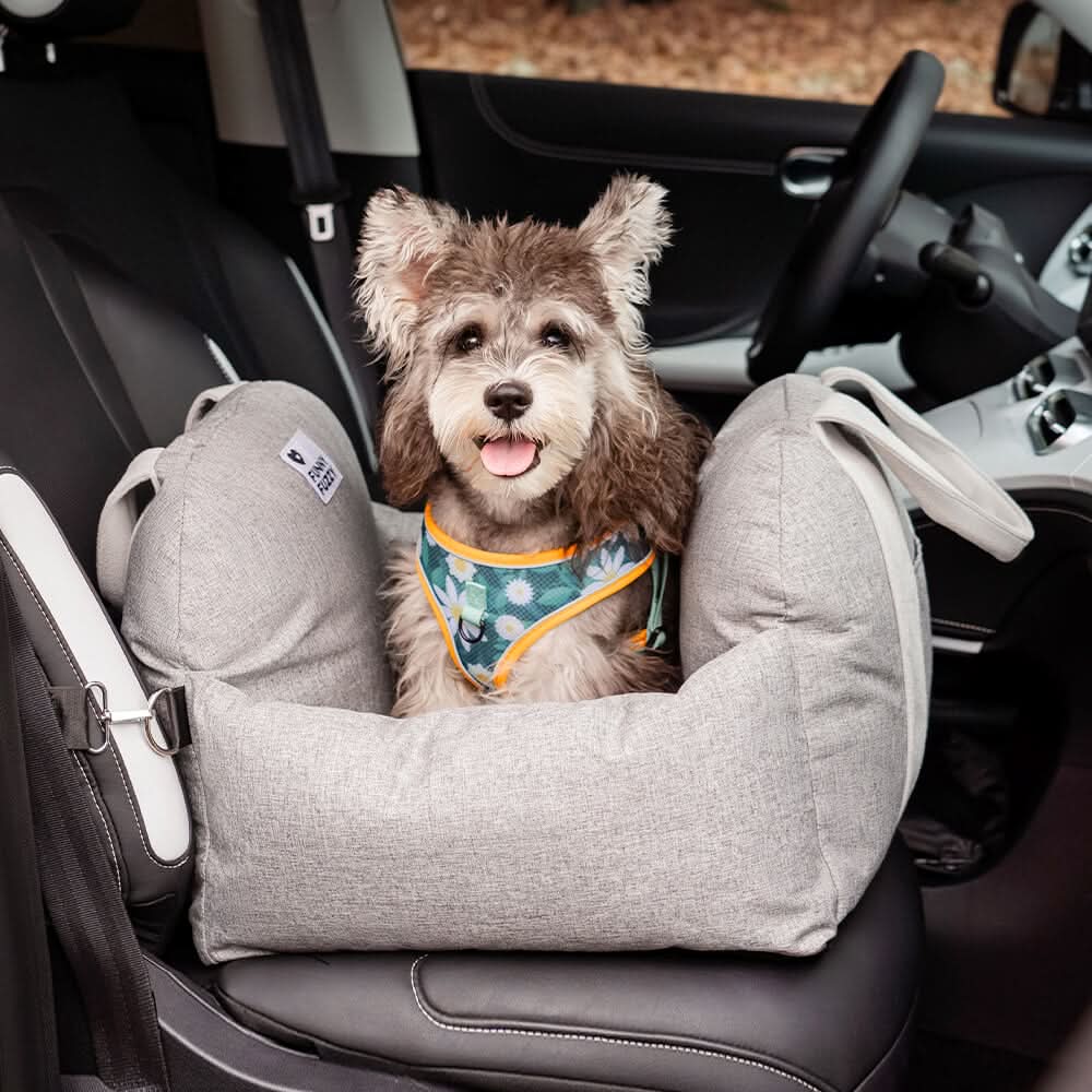 BowLift | Dog seat bed with safety belt & non-slip base for car & home