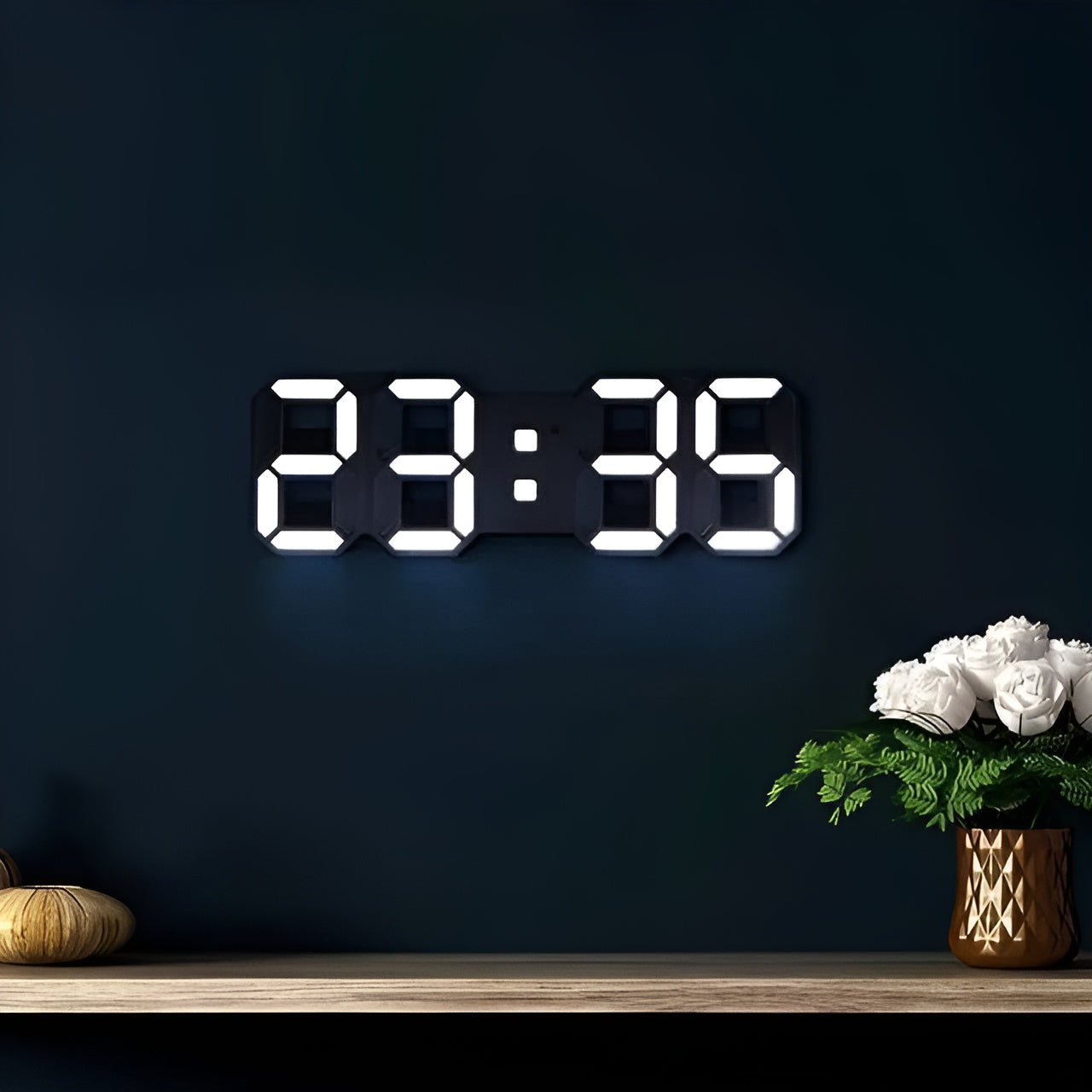 BowLift | PixelTime Clock – Modern 3D LED Digital Wall Clock with Temperature, Date & Alarm