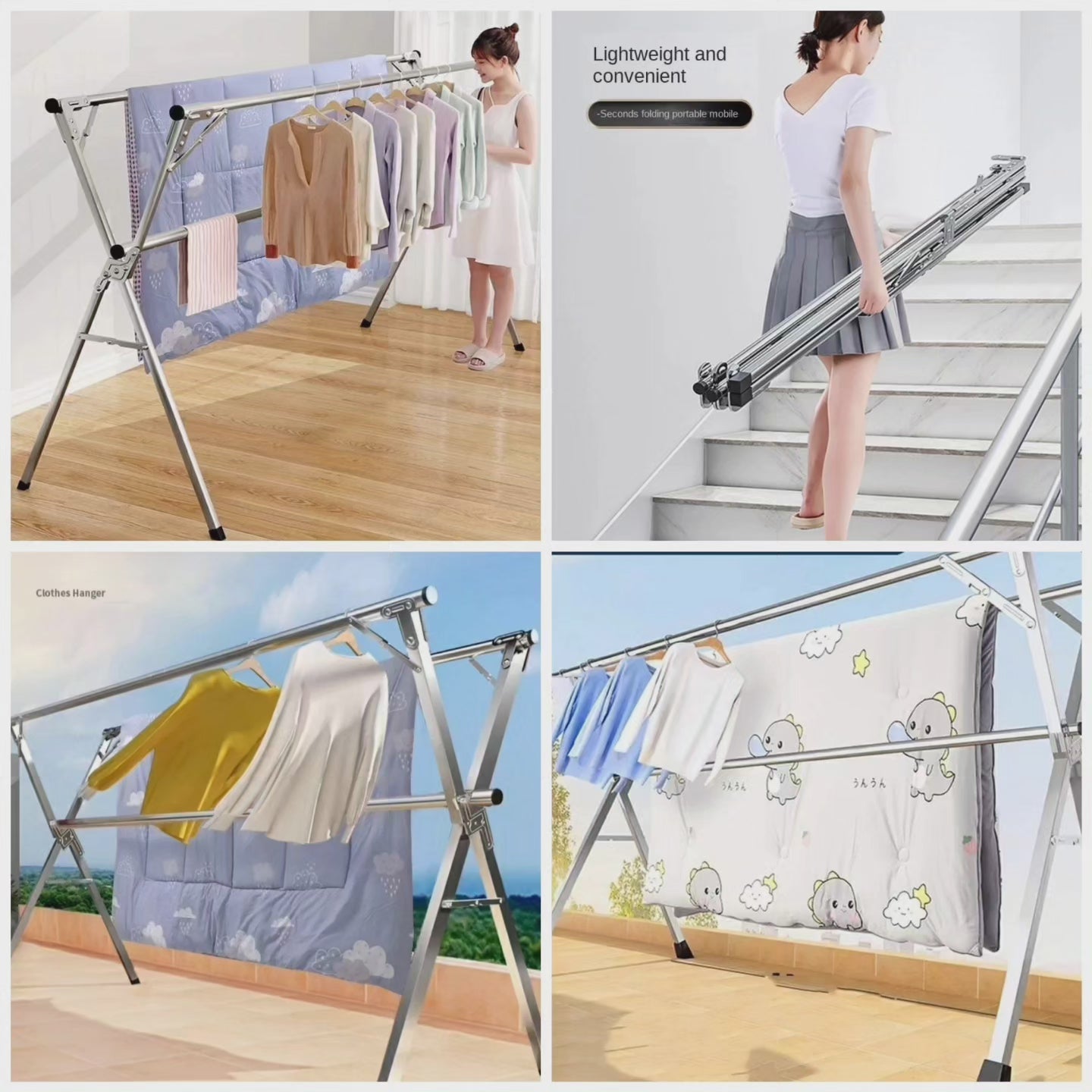 BowLift | Stainless Steel Foldable Indoor/Balcony Clothes Rack Shelf