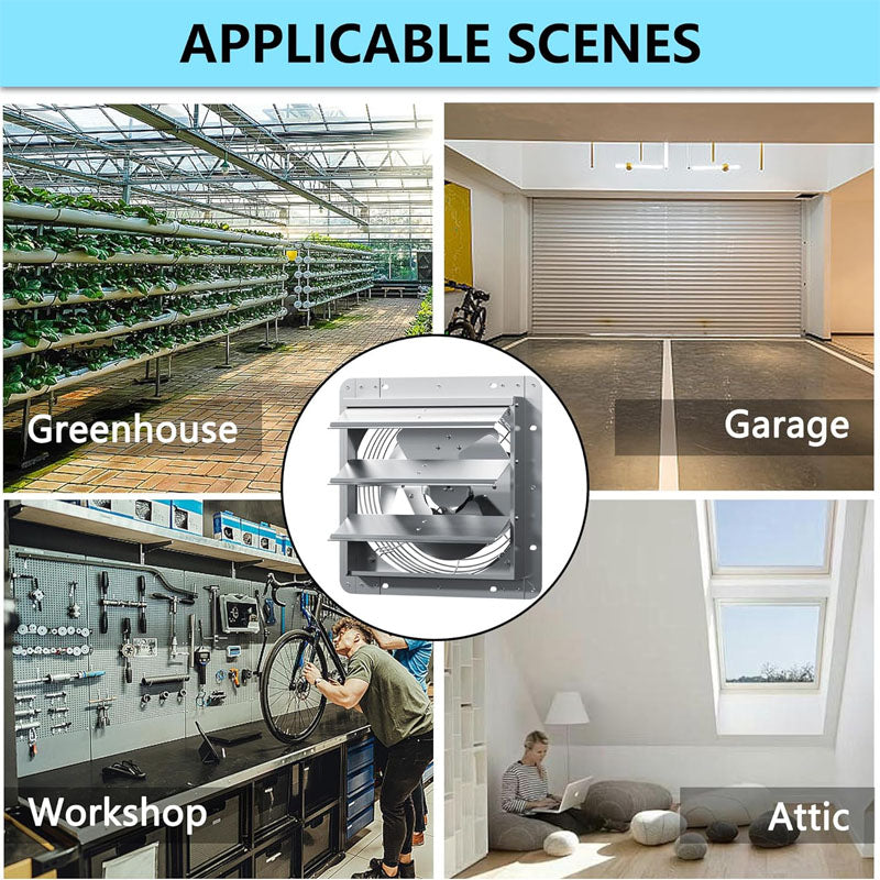 BowLift | 18 Inch Industrial Ventilation Extractor Shutter Exhaust Fan For Greenhouse Shed Shop Garage