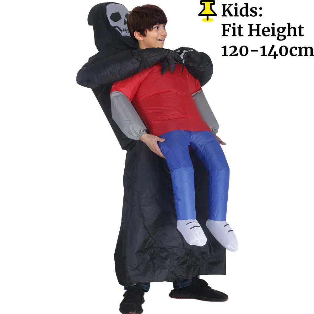 BowLift | Inflatable Ghost Costume with Black Robe and Mask – Halloween Unisex Outfit