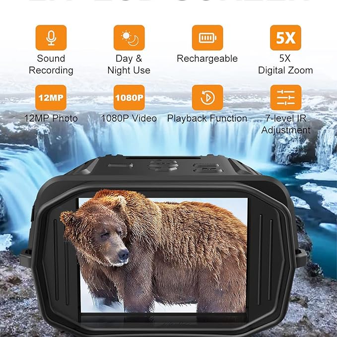 BowLift | Infrared Night Vision Binoculars Camera - HD 4x Zoom Night Vision Goggles for Total Darkness