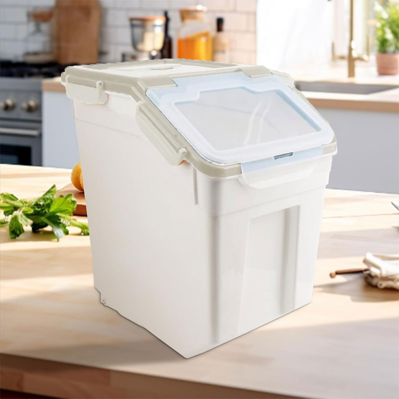 BowLift | 2-Pack Large Flour Storage Container With Wheels, Airtight Locking Lid For Flour, Rice, Grains