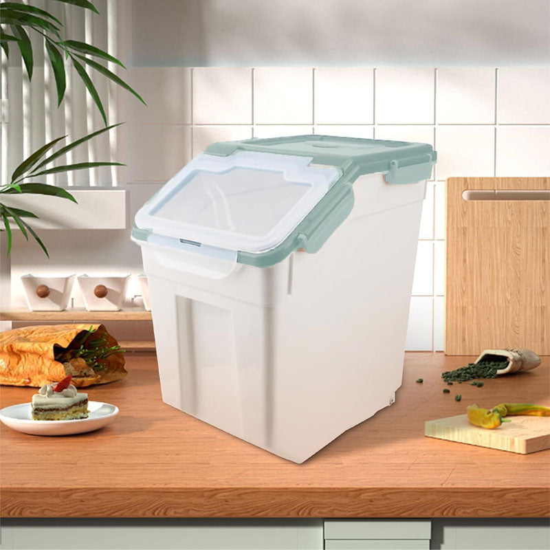 BowLift | 2 Pack Large Flour Storage Containers 50 Lbs Sealed Rice Storage Containers With Wheels Sealed Locking Lid For Flour, Rice, Grains