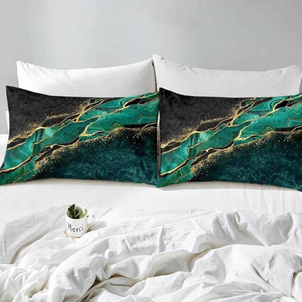 BowLift | Jade Opulent Gold Accent Duvet Cover Set
