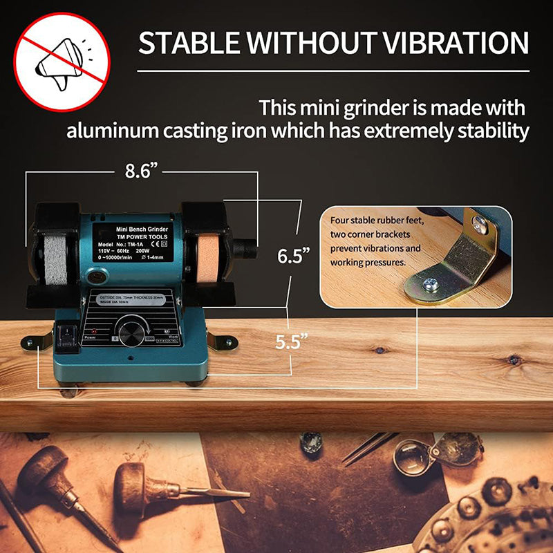 BowLift | Mini Bench Grinder for Polishing, Buffing Jewelry Making Bench Polisher and Professional Lapidary Equipment for Rocks, Metals, and Gems